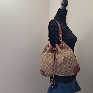 Gucci Brown GG Canvas Nailhead Hobo Bag